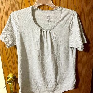 Womens Gray & White Striped T-Shirt